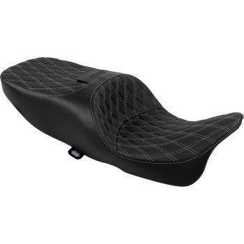DRAG SPECIALTIES SEATS Freedom Seat - Vinyl - Double Diamond Silver Stitch - FLRT/FLTRT '15-'25 0801-2335