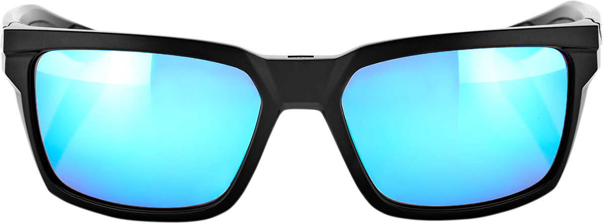 100% Daze Sunglasses - Matte Black - Blue Mirror 61030-019-75