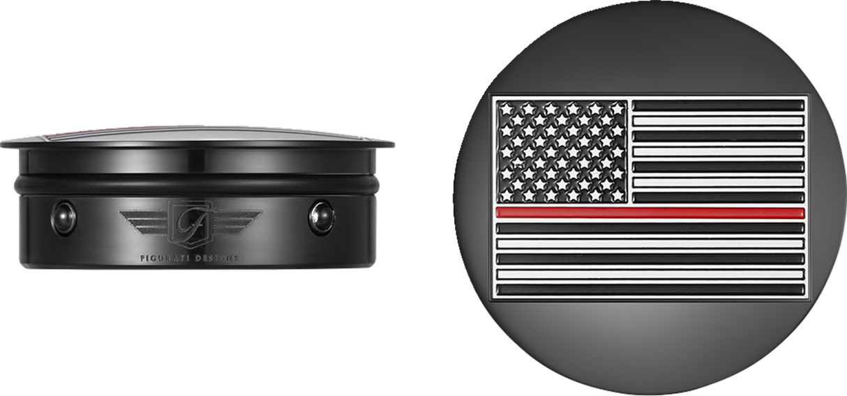 FIGURATI DESIGNS Swing Arm Covers - Red Line American Flag - Custom - Black - Reversed FD75-AFRL-BLK