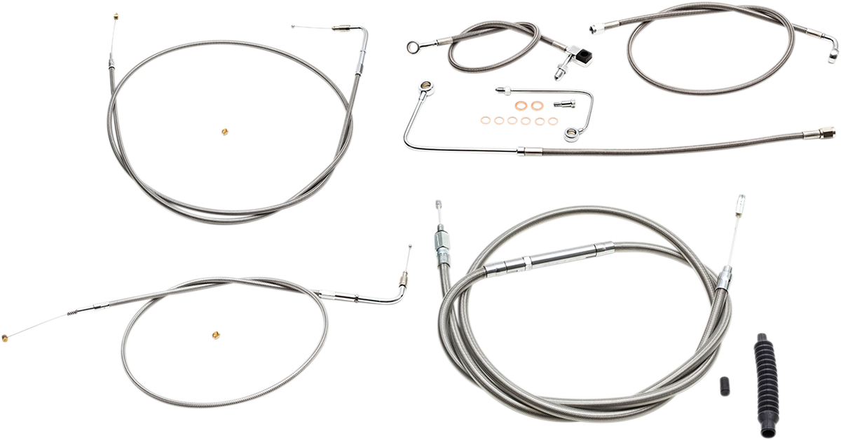 LA CHOPPERS Handlebar Cable/Brake Line Kit - 18" - 20" Ape Hanger Handlebars - Stainless Steel LA-8151KT-19