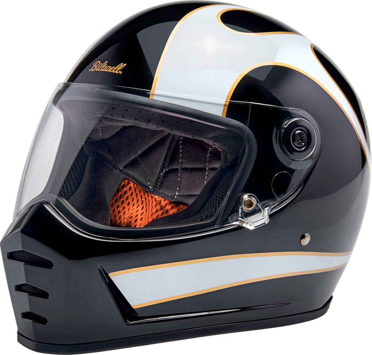 BILTWELL Lane Splitter Helmet - Gloss Black/White Flames - XL 1004-570-505