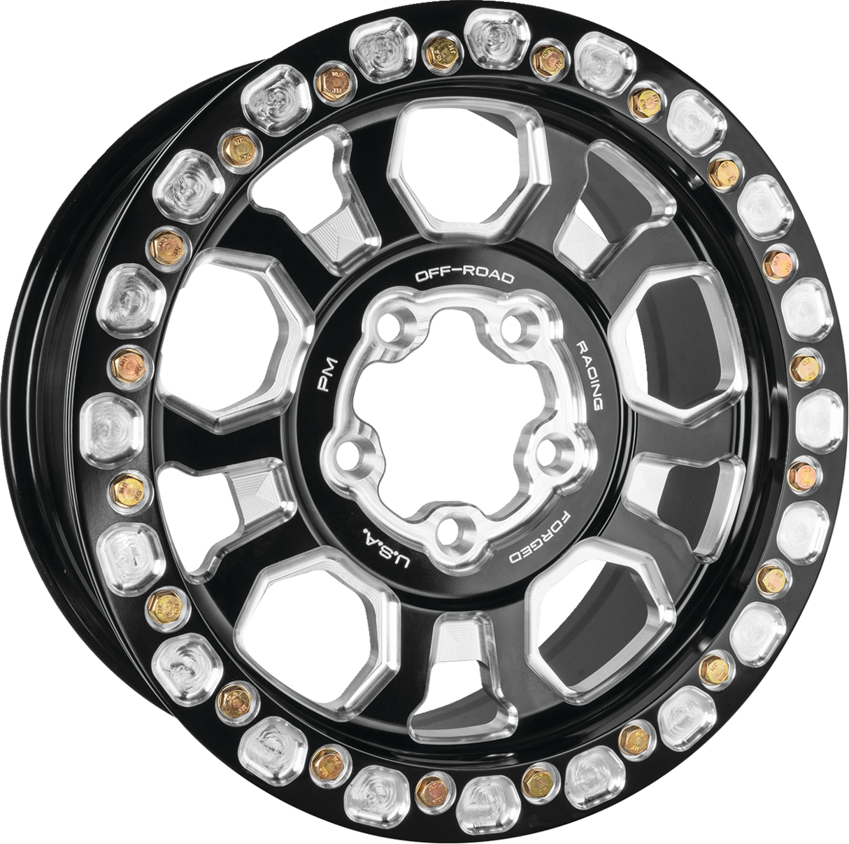 PM OFF-ROAD Wheel - Race Beadlock - Front/Rear - Black - 15"x7" - 5/4.5 - 5+2 412B31507015302