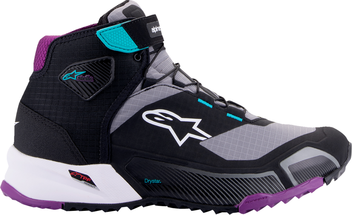 ALPINESTARS Stella CR-X Drystar® Shoes - Black/Gray/Teal/Purple - US 5 261152313705