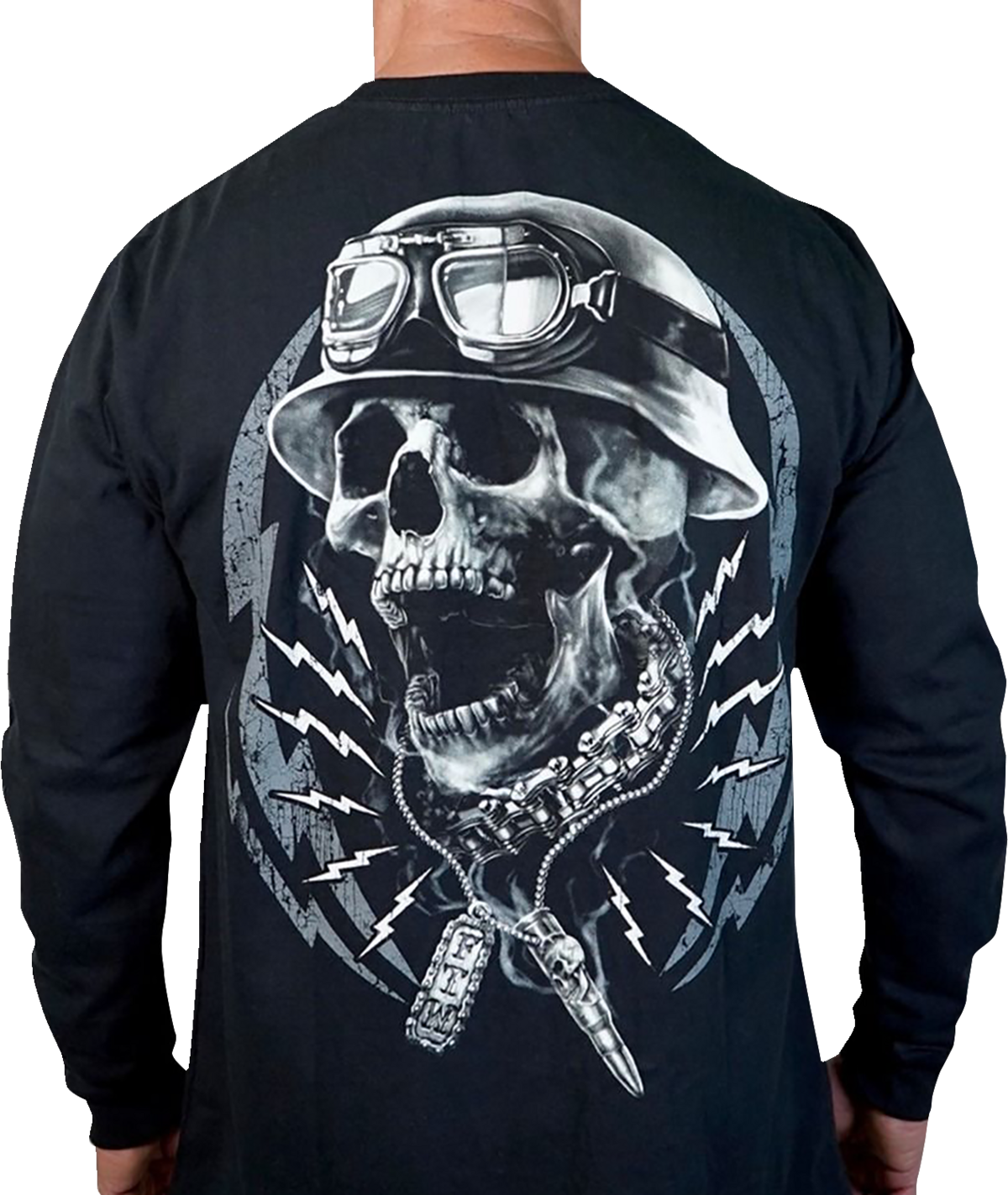 LETHAL THREAT Flash and Bones Long-Sleeve T-Shirt - Black - 4XL LS20889-4XL