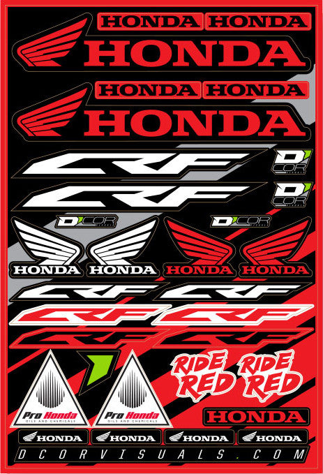 D-COR Honda Decal Sheet 12"X18" 40-10-100