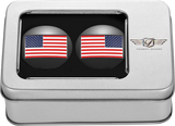 FIGURATI DESIGNS Swing Arm Covers - American Flag - Custom - Reversed - Black FD21R-AF-BK