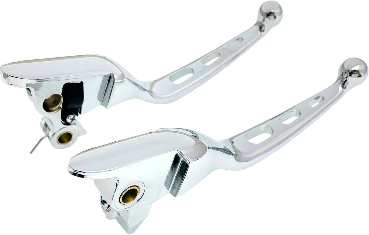 HARDDRIVE Tri-Hole Lever Set Chrome Flt `21-Up Cbl Clutch 53844