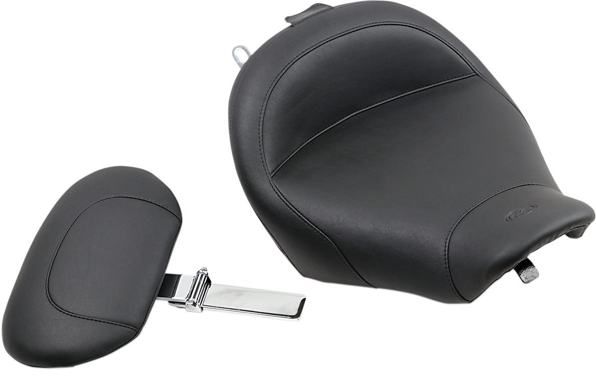 MUSTANG Wide Solo Seat - With Backrest - Vintage - Black - Smooth - Road King '97-'07 79100