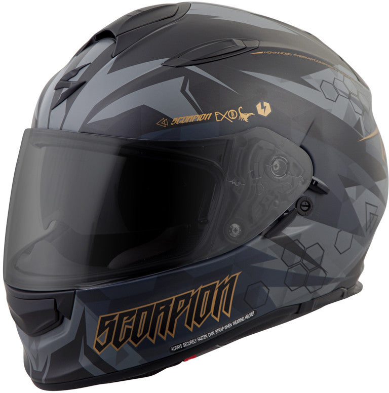 SCORPION EXO Exo-T510 Full-Face Helmet Cipher Black/Gold Md T51-1224