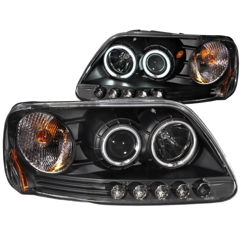 ANZO 1997-2003 Ford F-150 Projector Headlights w/ Halo Black (CCFL) 111097