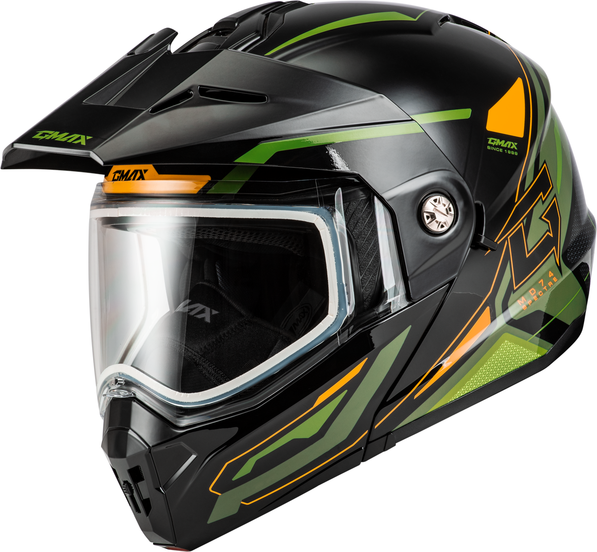 GMAX Md-74s Spectre Modular Helmet Snow Black/Green Sm M67421094