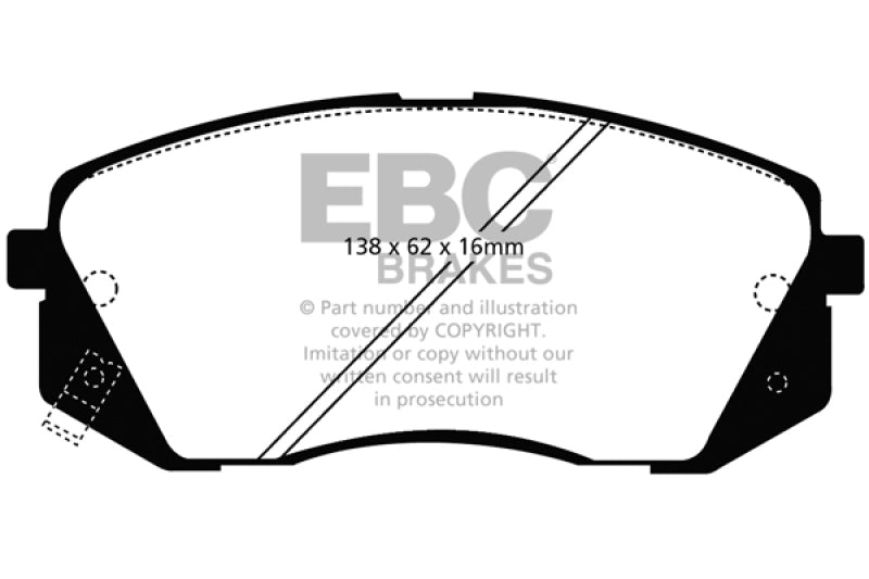 EBC 15+ Hyundai Sonata 1.6 Turbo (Elec Park Brake) Redstuff Front Brake Pads DP31809C