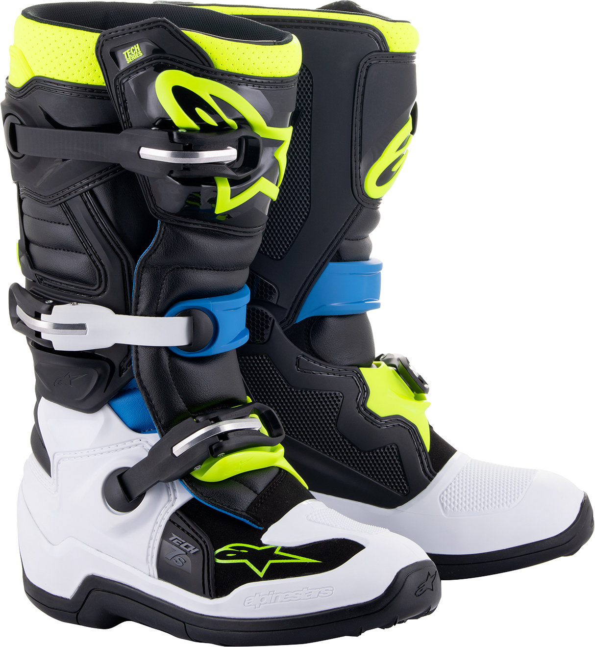 ALPINESTARS Youth Tech 7S Boots - Black/Blue/Yellow - US 8 2015017-1795-8