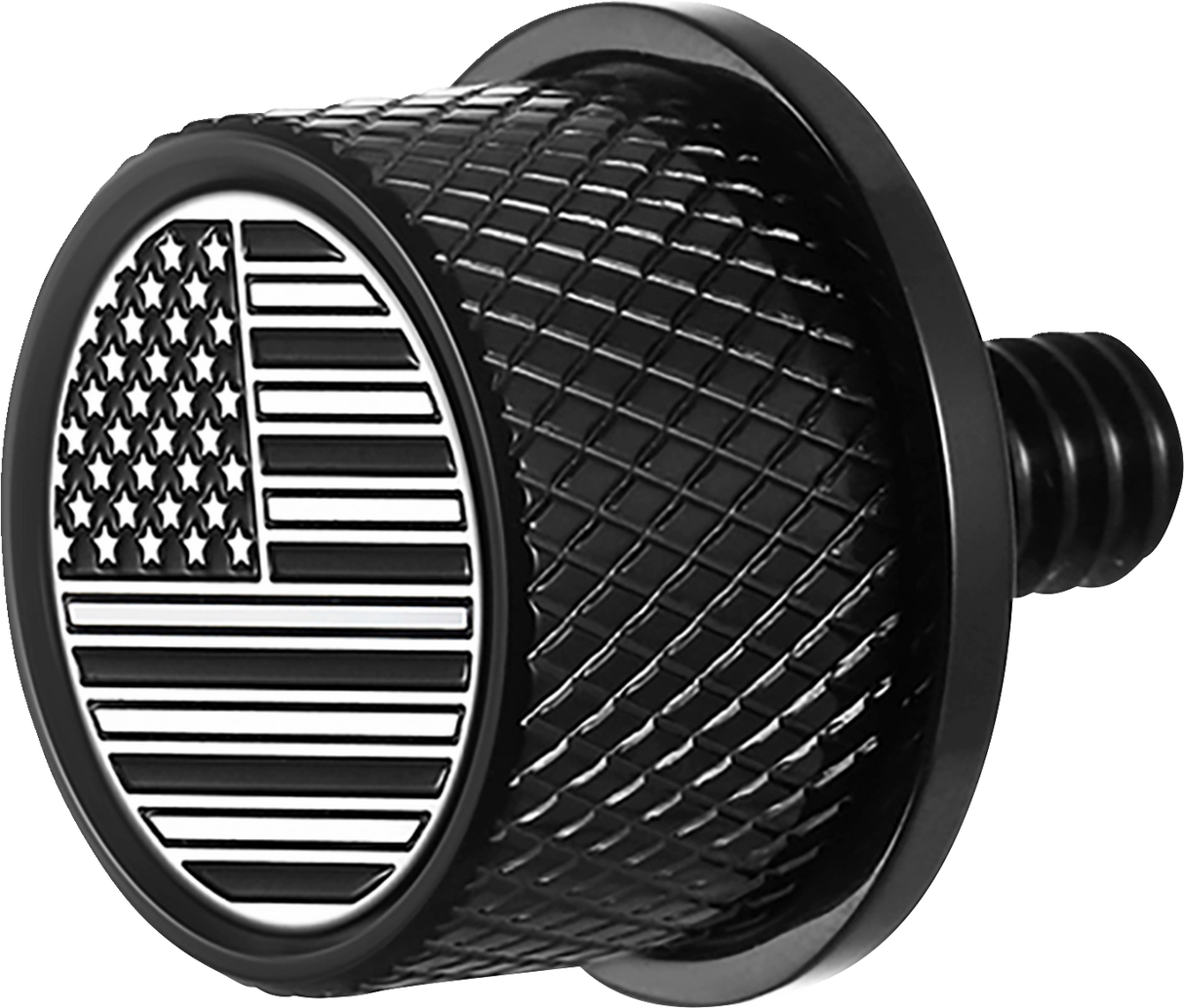 FIGURATI DESIGNS Seat Mounting Knob - Black - Black/White American Flag - Contrast Cut FD26-SEAT KN-BK