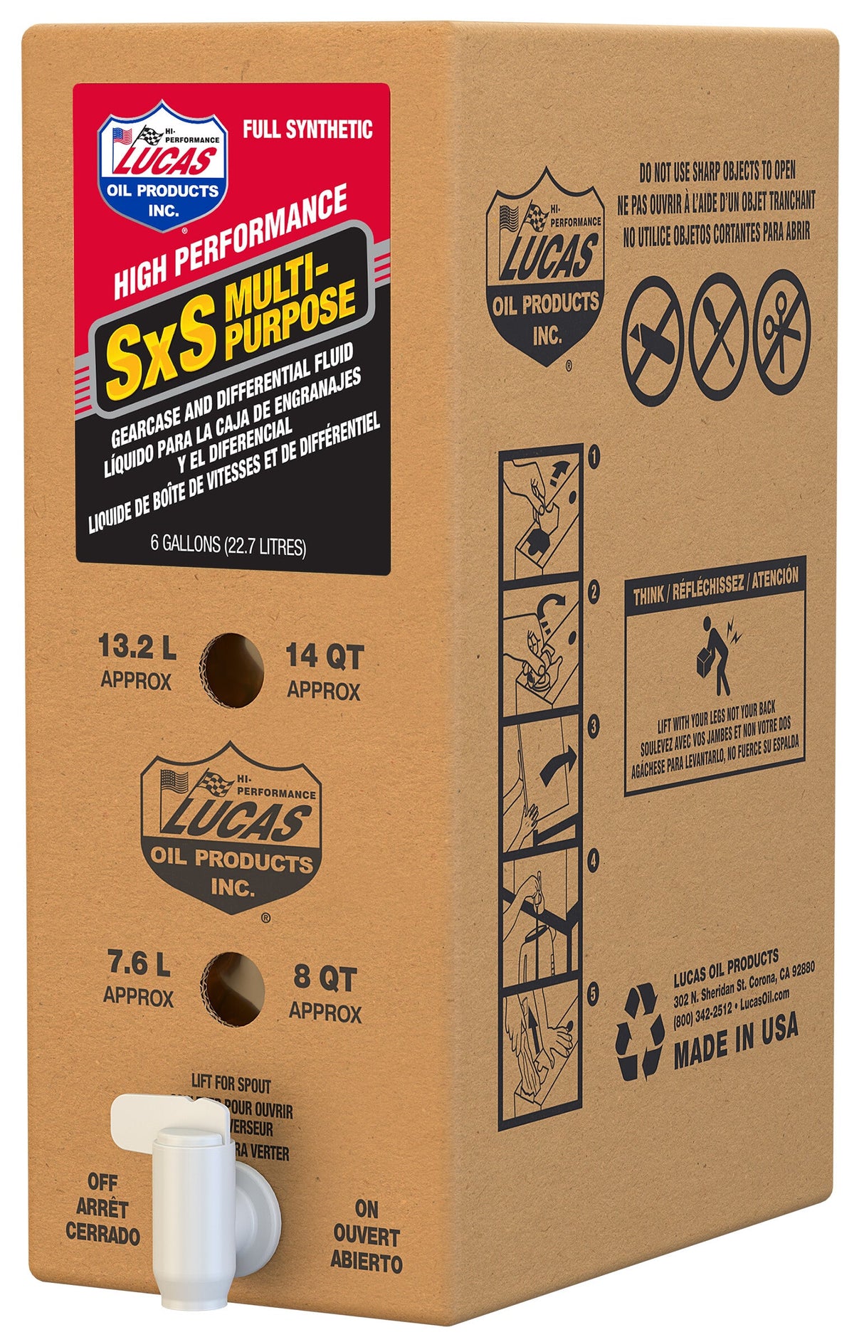 LUCASSxs Gear Case Oil 6 Gal Bib18052