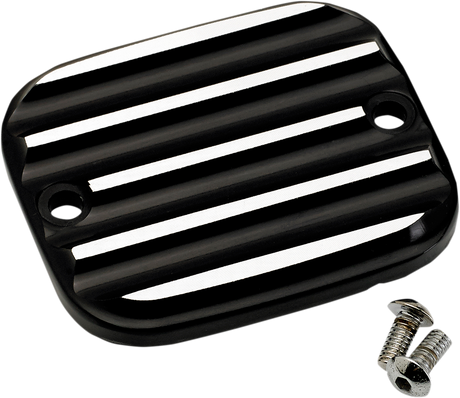 JOKER MACHINE Master Cylinder Cover - Brake - Front - Finned - Black/Silver 951019-2