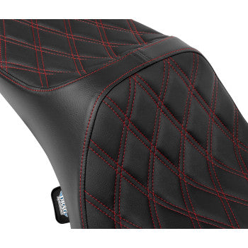 DRAG SPECIALTIES Predator III Seat - Extended Reach - Double Diamnd - Red Stitching - FLH/FLT '08-'24 0801-1925