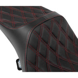 DRAG SPECIALTIES Predator III Seat - Extended Reach - Double Diamnd - Red Stitching - FLH/FLT '08-'24 0801-1925