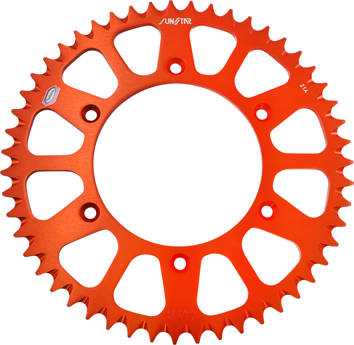 SUNSTAR SPROCKETS Rear Sprocket - 51 Tooth - Orange 5-354751OR