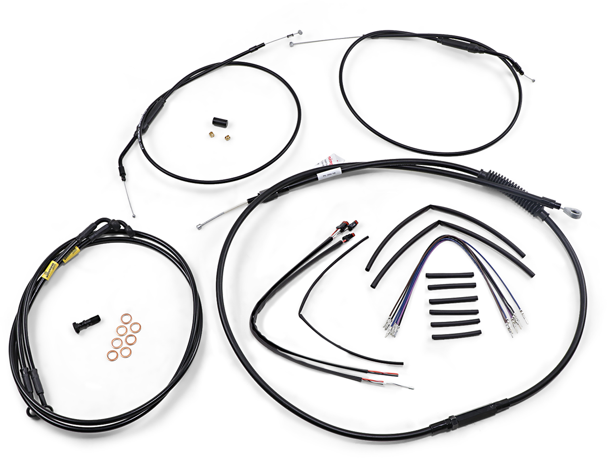 BURLY BRAND Cable Kit - Jail Bar - 12" Handlebars - Black Vinyl B30-1200