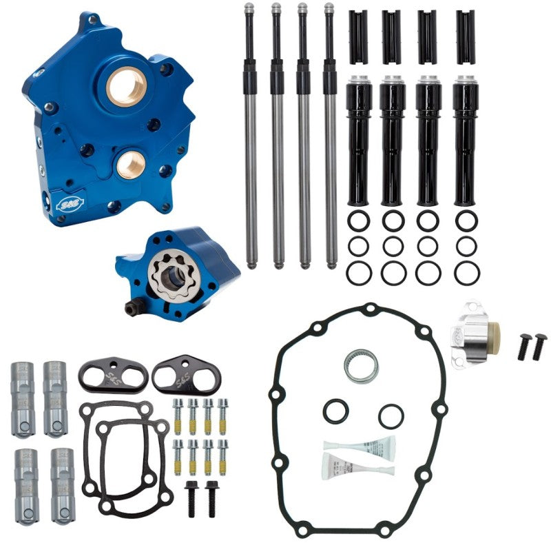 S&S Cycle 2017+ M8 Oil Cooled Models Cam Chest Kit w/o Cam - Black Pushrod Tubes & Chain Tensioner 310-1262