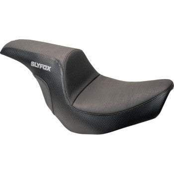 SLYFOX Slyfox Seat - Gray Logo - Smooth Vinyl - Carbon Fiber - FL '18-'24  0802-1590