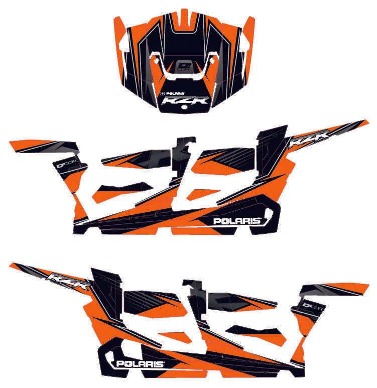 D-COR Pol Rzr Complete Graphic Kit Orange/Black 20-60-114