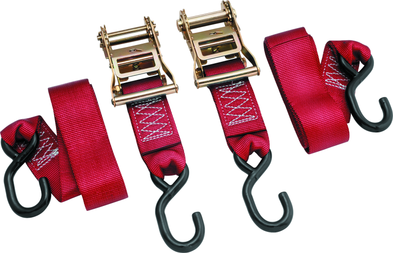 BikeMaster 2x84in Ratchet Tiedown Pair - Red 100577