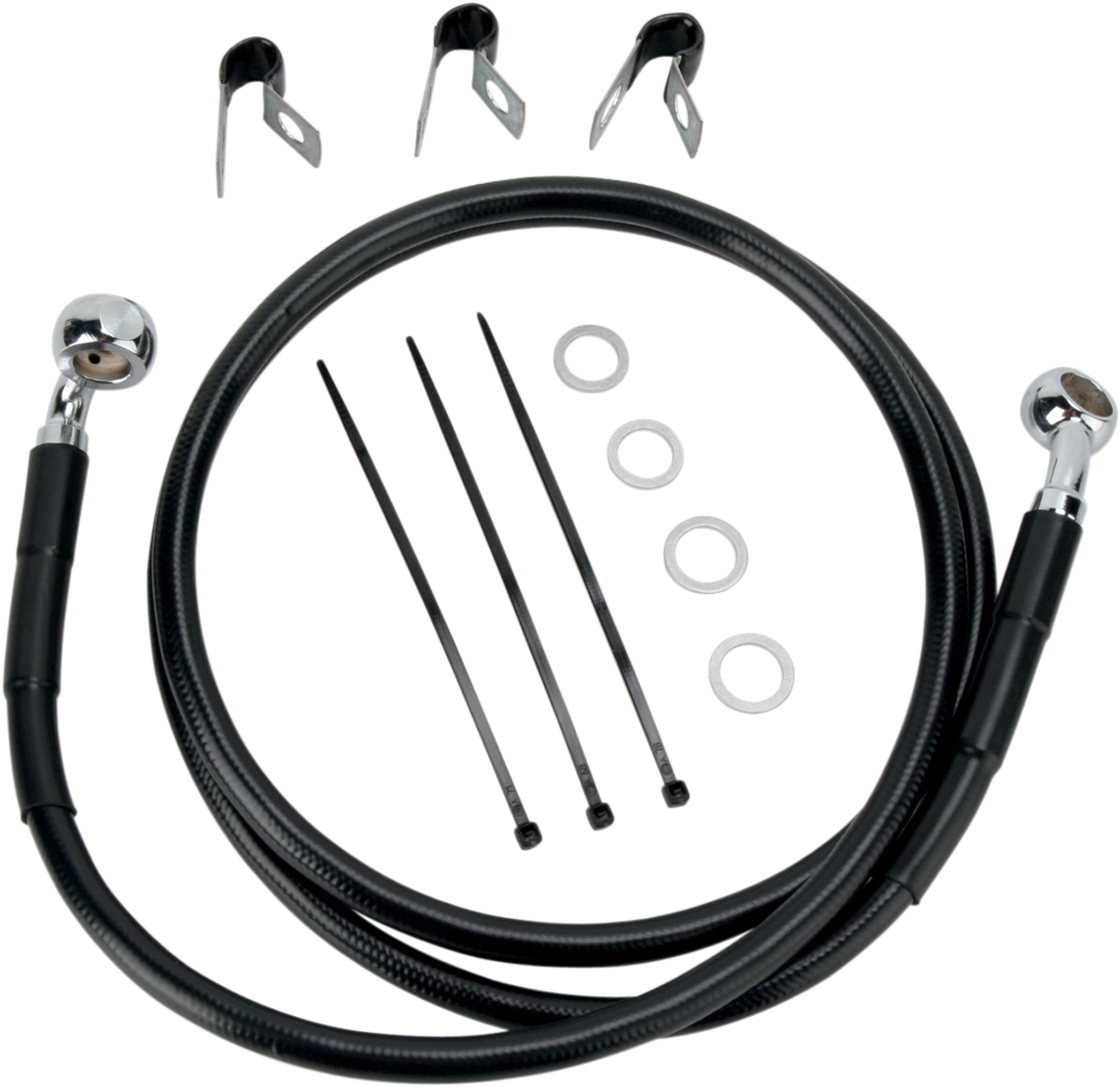 DRAG SPECIALTIES Brake Line - Front - Black - +6" - '00-'07 FLST 660214-6BLK