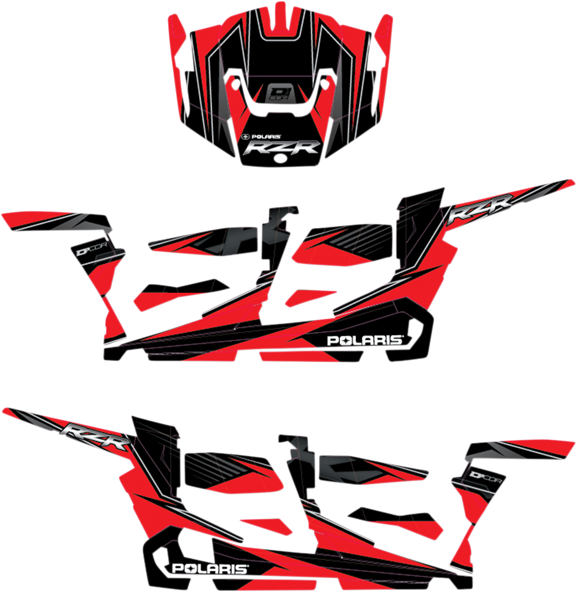 D'COR VISUALS Complete Graphics Kit - Red/Black - 4-Door - RZR 20-60-117