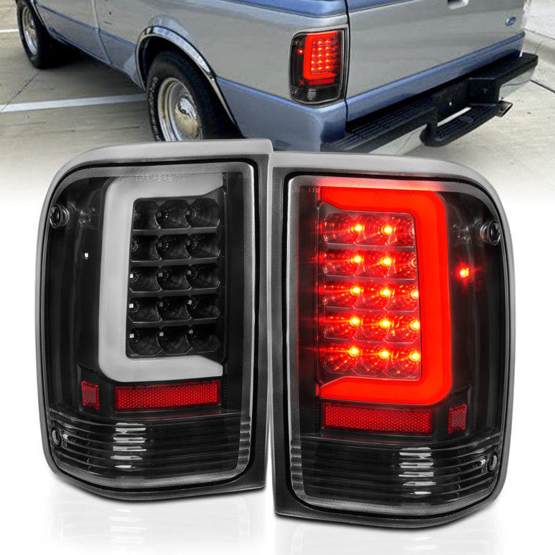 ANZO 1993-1997 Ford  Ranger LED Tail Lights w/ Light Bar Black Housing Clear Lens 311359