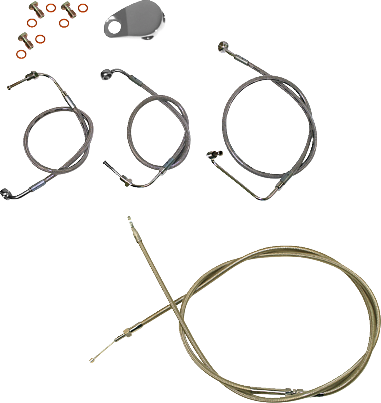 LA CHOPPERS Handlebar Cable/Brake Line Kit- Quick Connect - 12" - 14" Ape Hanger Handlebars - Stainless Steel LA-8155KT-13