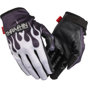 THRASHIN SUPPLY CO. Stealth Leather Palm Flame Gloves - Gray - Small SV1-22-08
