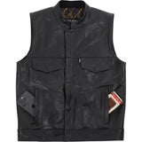 THRASHIN SUPPLY CO. Mulholland Leather Riding Vest - Black - Medium TMJ-14-09