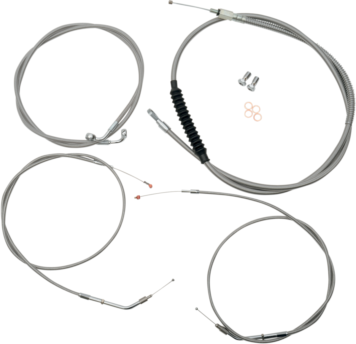 LA CHOPPERS Handlebar Cable/Brake Line Kit - 15" - 17" Ape Hanger Handlebars - Stainless Steel LA-8300KT-16