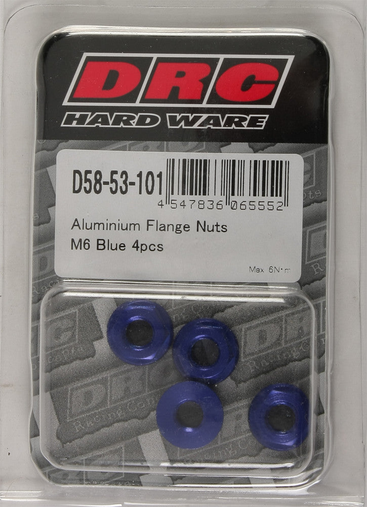 DRC Aluminum Flange Nuts Blue M6x12mm 4/Pk D58-53-101