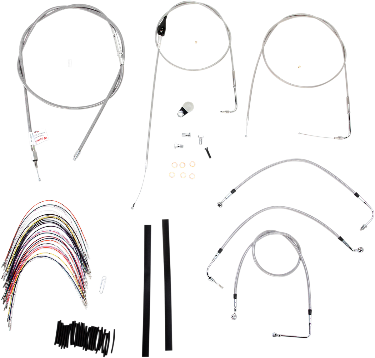 BURLY BRAND Handlebar Cable/Brake Line Kit - Complete - 16" Ape Hanger Handlebars - Stainless Steel B30-1083