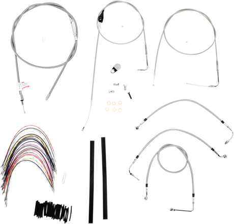 BURLY BRAND Handlebar Cable/Brake Line Kit - Complete - 16" Ape Hanger Handlebars - Stainless Steel B30-1083