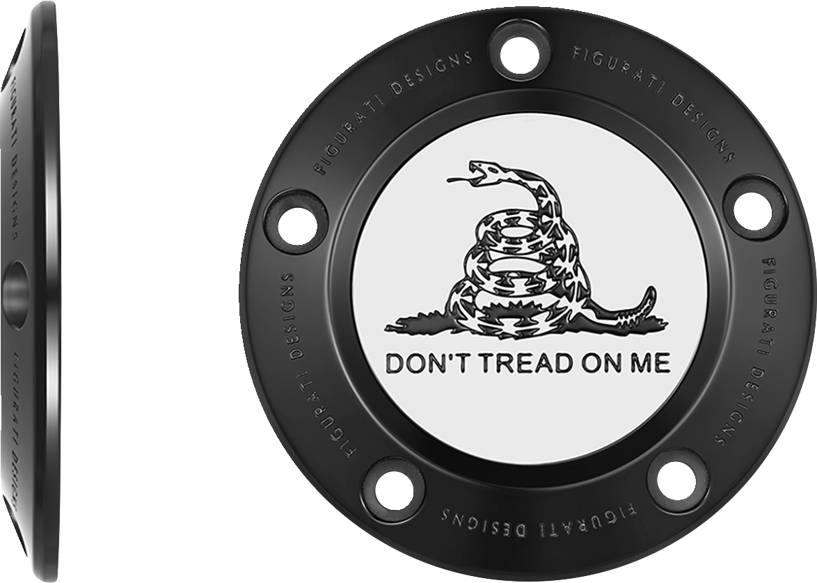 FIGURATI DESIGNS Timing Cover - 5 Hole - Don't Tread on Me - Black FD40-TC-5H-BLK