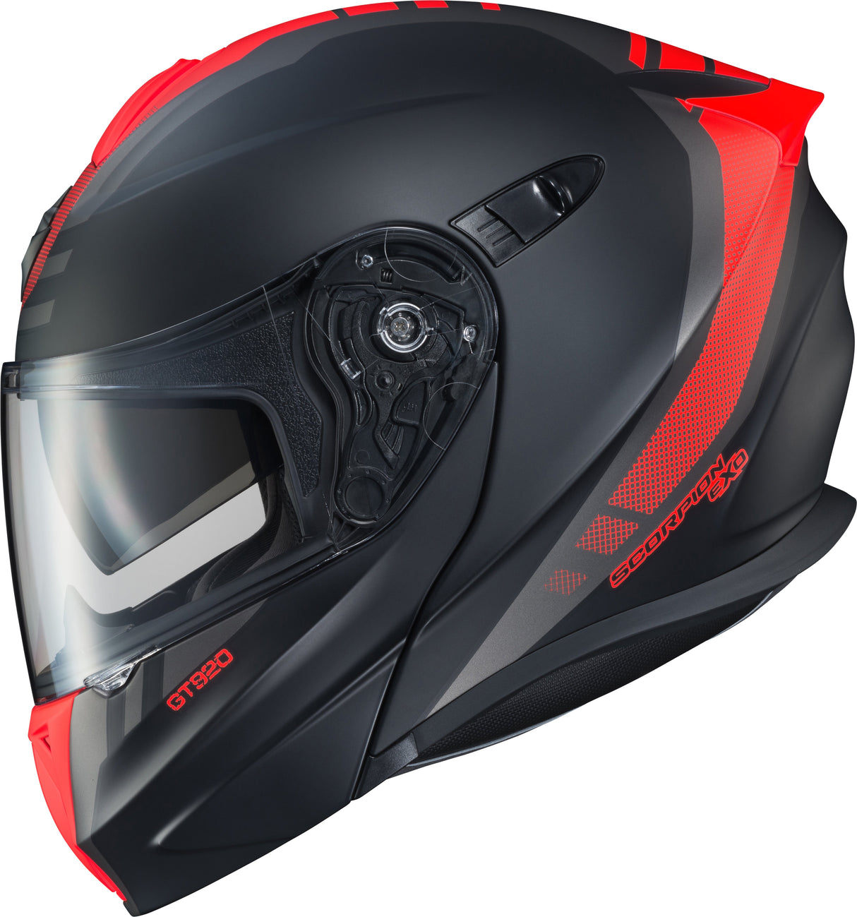 SCORPION EXO Exo-Gt920 Modular Helmet Unit Matte Black/Neon Red 2x 92-1647