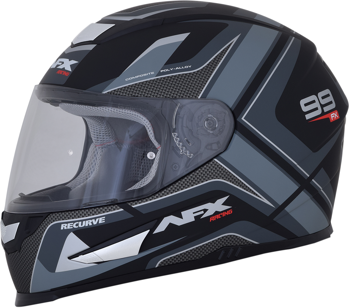 AFX FX-99 Helmet - Recurve - Matte Black/Gray - Large 0101-11138