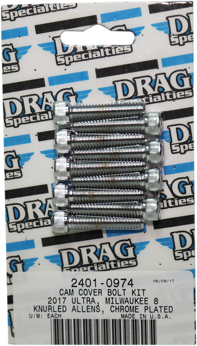 DRAG SPECIALTIES Camshaft Cover Knurled Bolt Kit - Chrome - M8 MK779