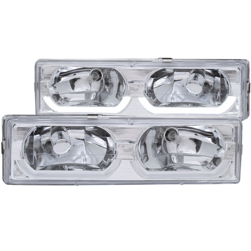 ANZO 1988-1998 Chevrolet C1500 Crystal Headlights Chrome w/ Low - Brow 111300