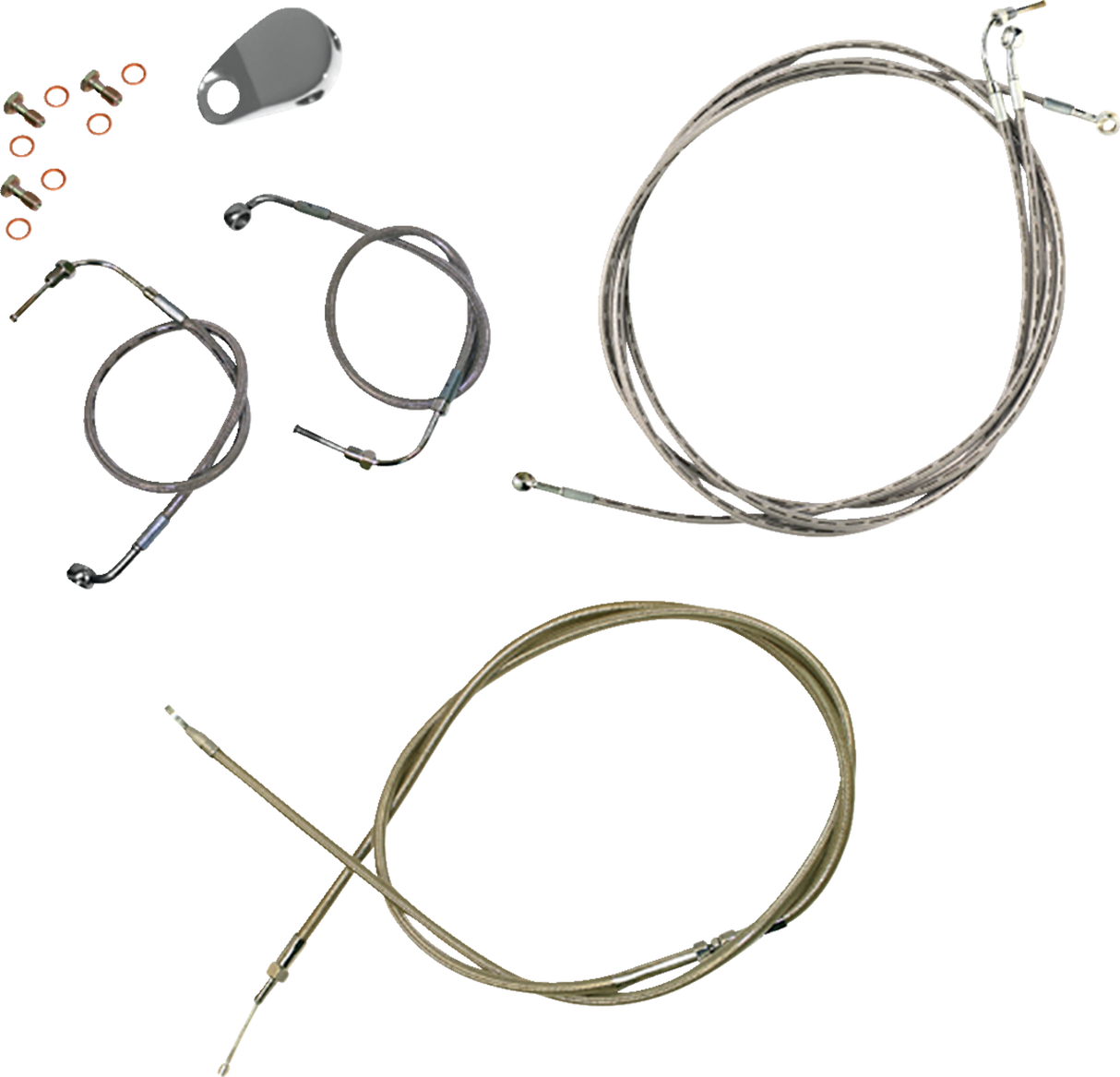 LA CHOPPERS Handlebar Cable/Brake Line Kit- Quick Connect - 15" - 17" Ape Hanger Handlebars - Stainless Steel LA-8157KT-16