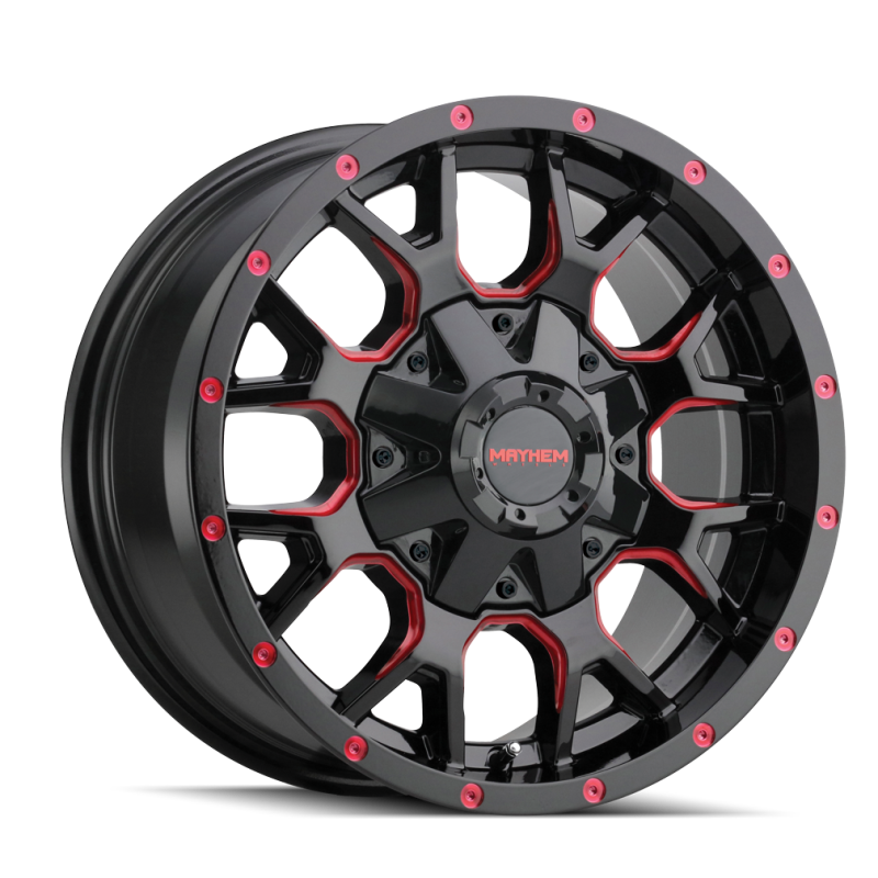 Mayhem 8015 Warrior 17x9 / 8x165.1 BP / -12mm Offset / 130.8mm Hub Black w/ Prism Red Wheel