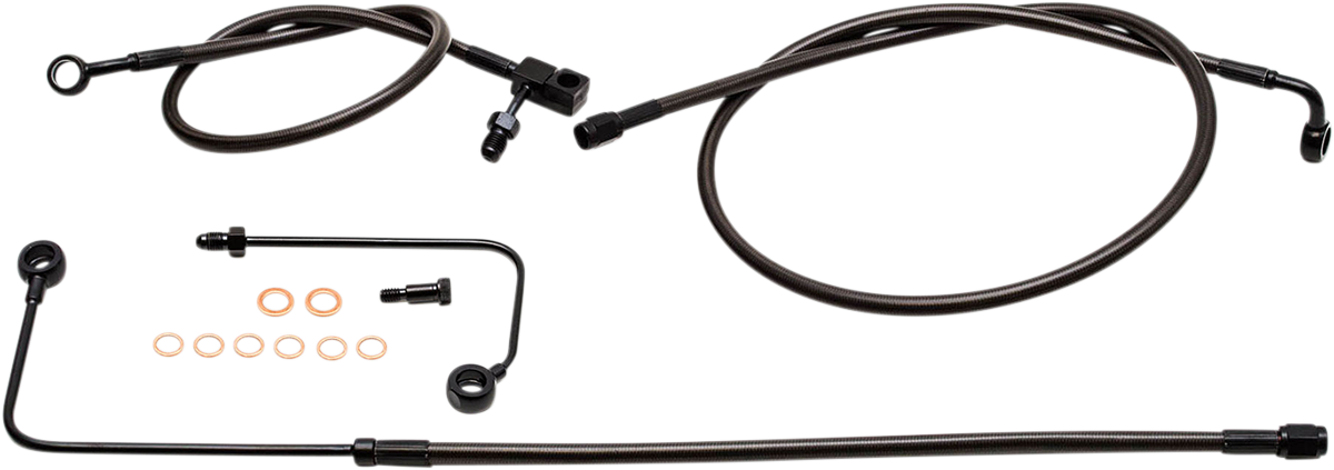 LA CHOPPERS Brake Lines - 18" - 20" Ape Hanger Handlebars - Midnight LA-8151B19M