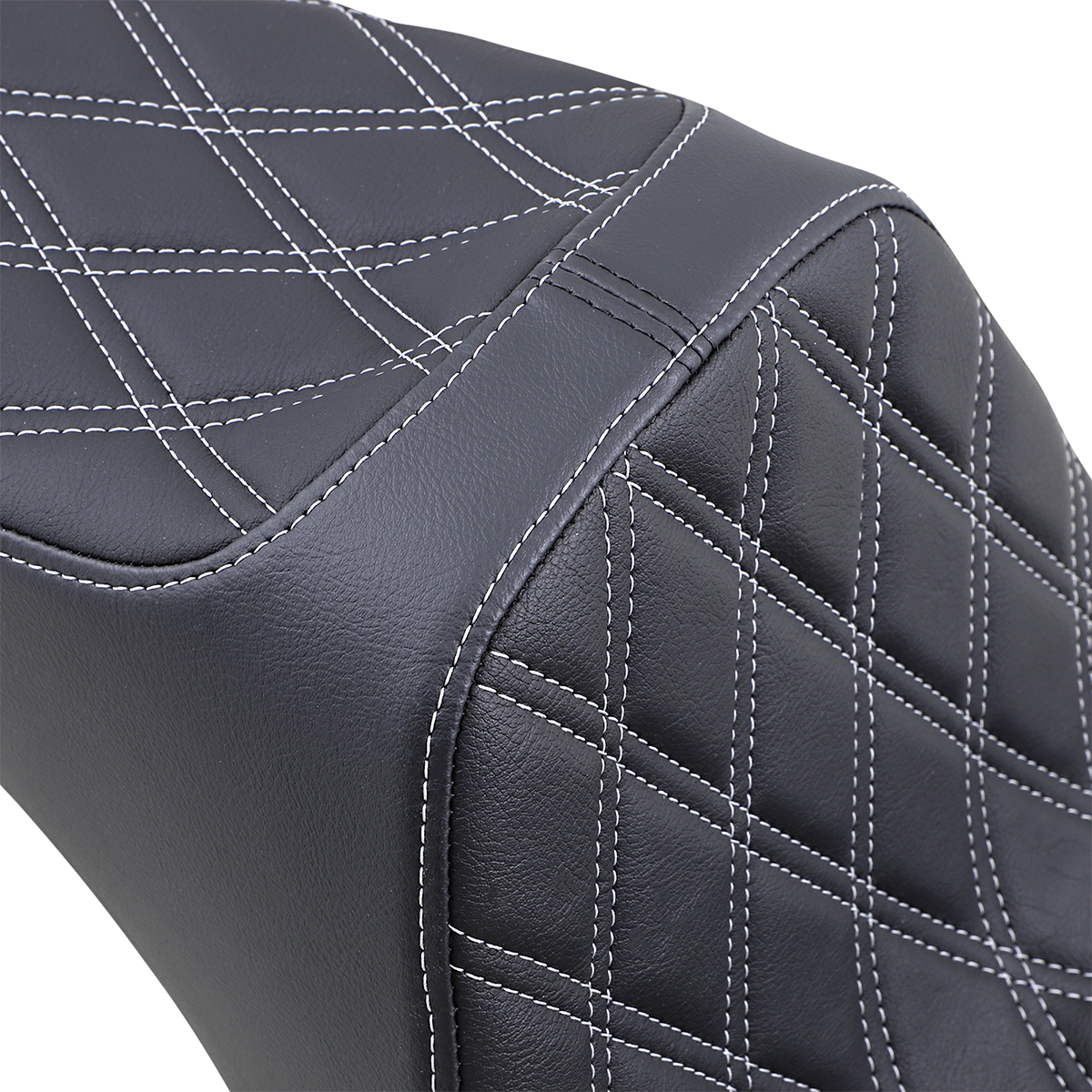 DRAG SPECIALTIES Predator III Seat - Double Diamond - Black w/ Silver Stitching - Softail '06-'17 8021439