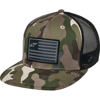 ALPINESTARS Flag Flat Trucker Hat - Camo Green/Black 1235-81960-6173-OS