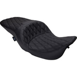 DRAG SPECIALTIES Freedom Seat - Vinyl - Double Diamond Black Stitch - FLH '97-'07 0801-1504