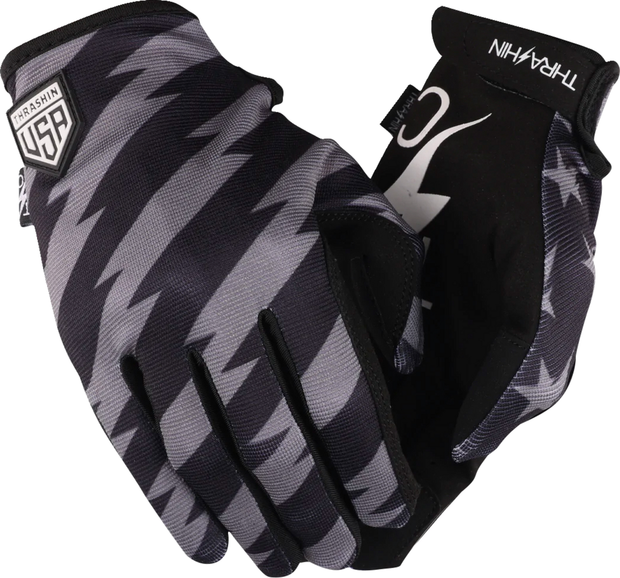 THRASHIN SUPPLY CO. Stars & Bolts Stealth Gloves - Black/Gray - XL SV1-13-11